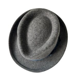 Original Penguin Mens Grey Wool Fedora Hat Embroidered Logo Band Size S/M